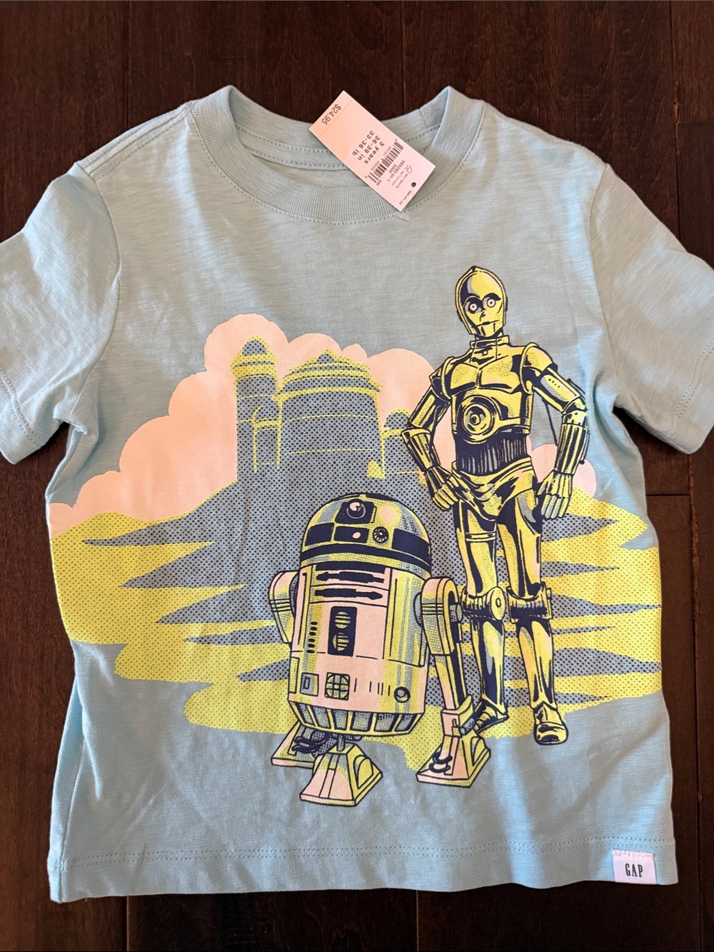 NWT GAP Disney Star Wars Light Blue Graphic Tee with R2D2 and C-3PO